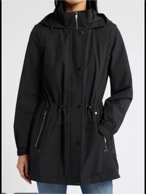 Rains Black waterproof puffer Jacket with Hood